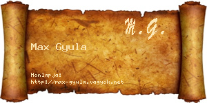Max Gyula névjegykártya